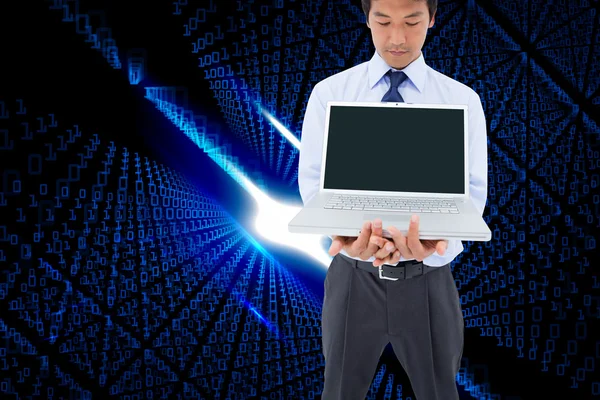 Biznesmen Wyświetlono laptopa — Zdjęcie stockowe