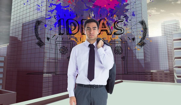 Composite image of unsmiling businessman standing — Stock Photo, Image