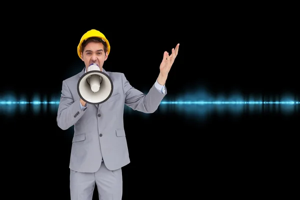 Architect shouting with megaphone — Stock Photo, Image