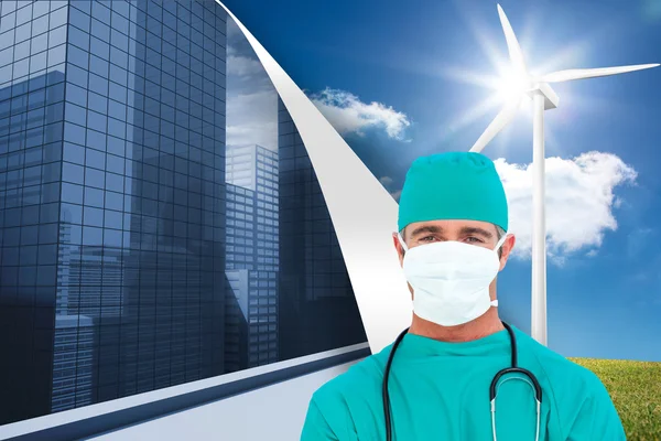 Composite image of portrait of an ambitious surgeon — Stock Photo, Image