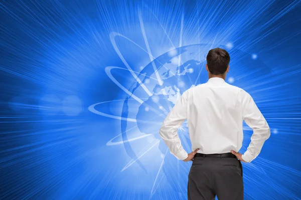 Rear view of classy young businessman posing — Stock Photo, Image