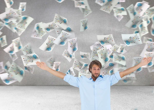 Schöner Mann hebt die Hände — Stockfoto