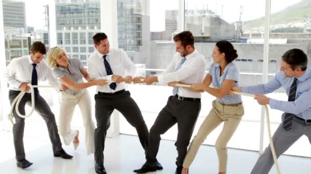 Business people having a tug of war — Stock Video