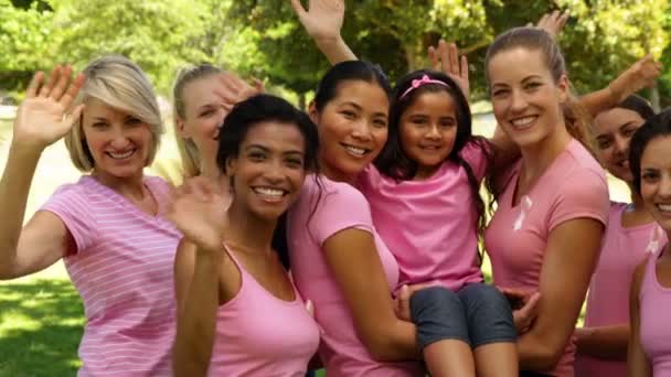 Women in pink for breast cancer awareness — Stock Video