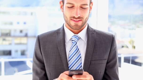 Podnikatel SMS na telefonu — Stock video