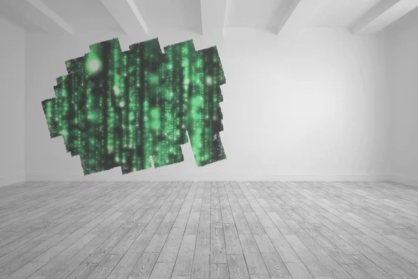 Дисплей на стене с зеленой матрицей — стоковое фото