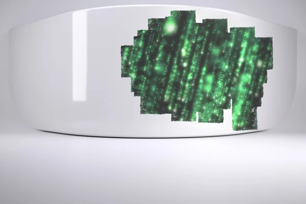 Abstract screen in room showing green matrix — Stock Photo, Image