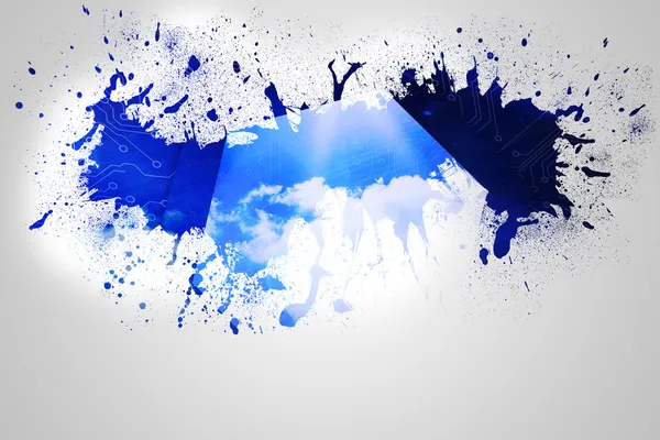 Splash na zeď odhalující cloud výpočetní grafiky — Stock fotografie