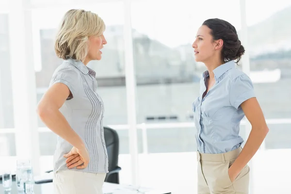 Vista laterale di due donne d'affari che combattono — Foto Stock