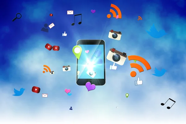 Floating smartphone application icons — Stock Photo, Image