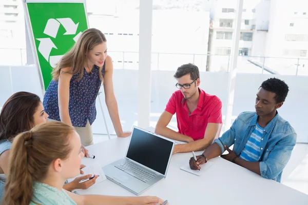Casual team having meeting about eco policy — Stock Photo, Image