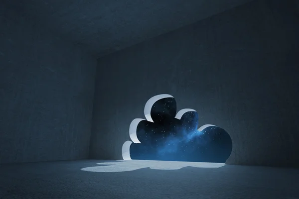 Cloud door in dark room — Stock Photo, Image