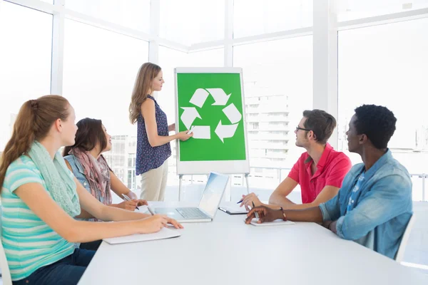 Casual team having meeting about eco policy — Stock Photo, Image