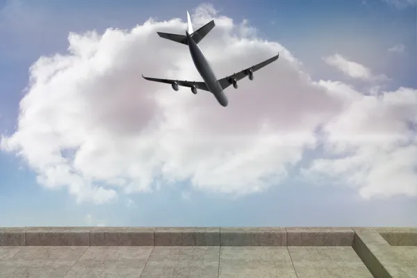 バルコニー、曇り空の複合画像 — ストック写真