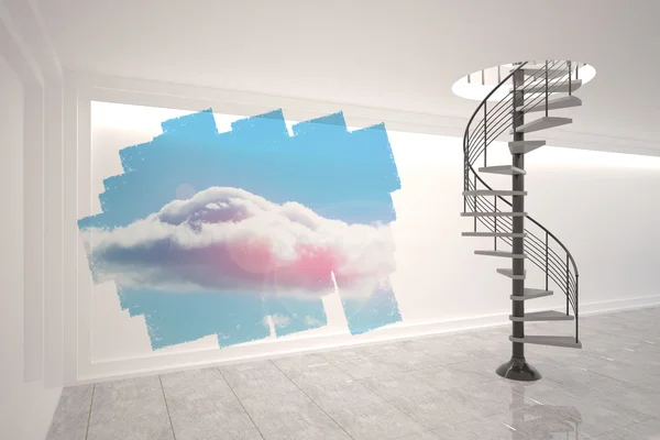 Abstract screen in room showing cloudy sky — Stock Photo, Image