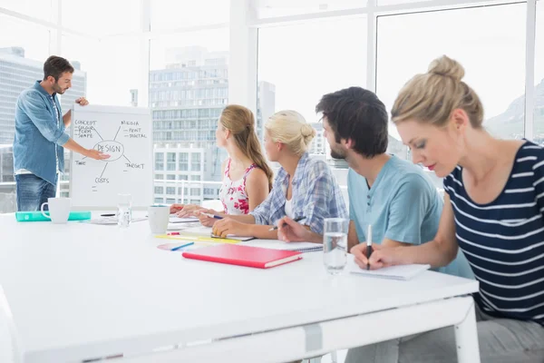 Casual business people in office at presentation — Stock Photo, Image