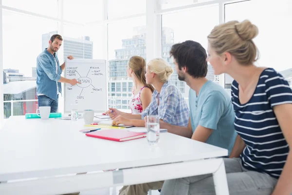 Casual business people in office at presentation — Stock Photo, Image