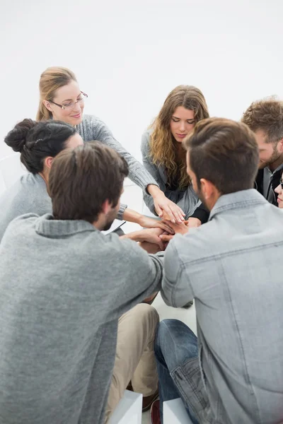 Group therapy in session sitting in a circle — Stock Photo, Image