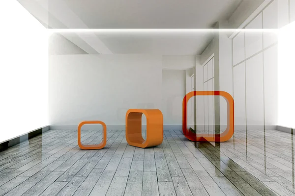 Абстрактные оранжевые формы в помещении — стоковое фото