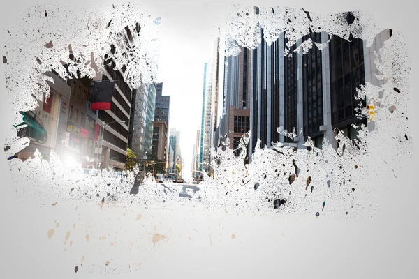 Splash op muur onthullen stadsgezicht — Stockfoto