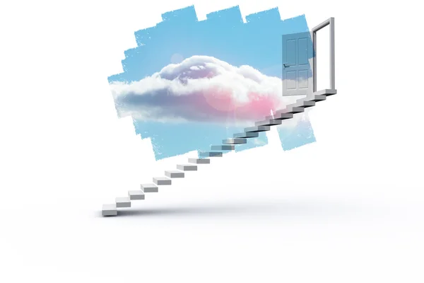 Abstract screen in room showing cloudy sky — Stock Photo, Image