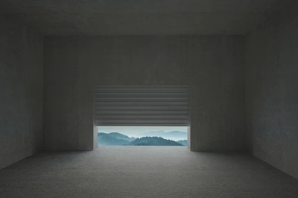 Abertura da porta no quarto escuro — Fotografia de Stock