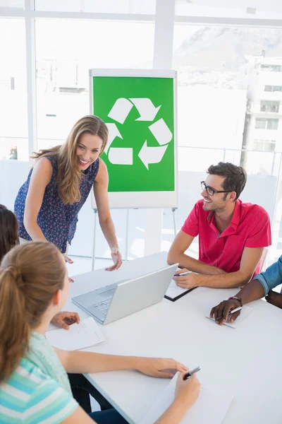 Casual team having meeting about eco policy — Stock Photo, Image