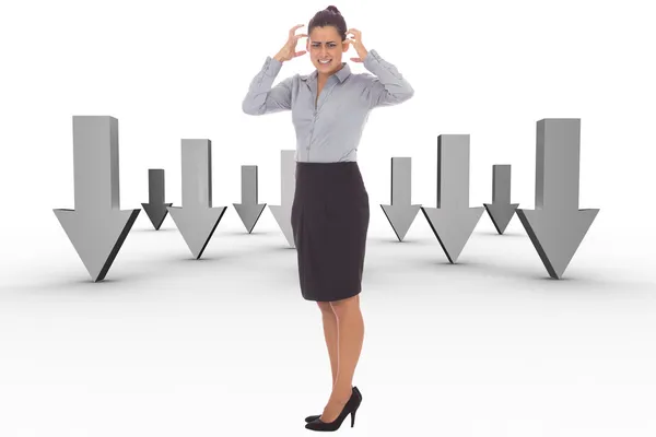 Composite image of frustrated businesswoman shouting — Stock Photo, Image