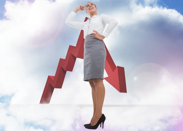 Composite image of smiling thoughtful businesswoman — Stock Photo, Image