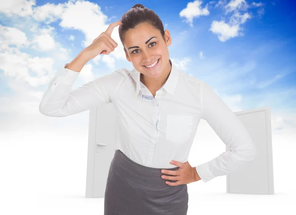 Immagine composita di donna d'affari premurosa sorridente — Foto Stock