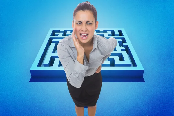 Composite image of businesswoman shouting — Stock Photo, Image