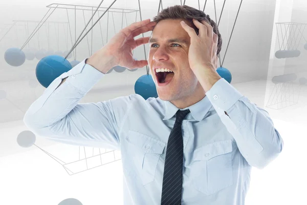 Immagine composita di un uomo d'affari stressato che grida — Foto Stock