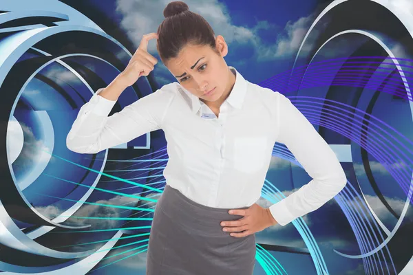 Composite image of worried businesswoman — Stock Photo, Image