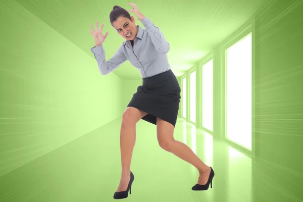 Composite image of furious businesswoman gesturing — Stock Photo, Image