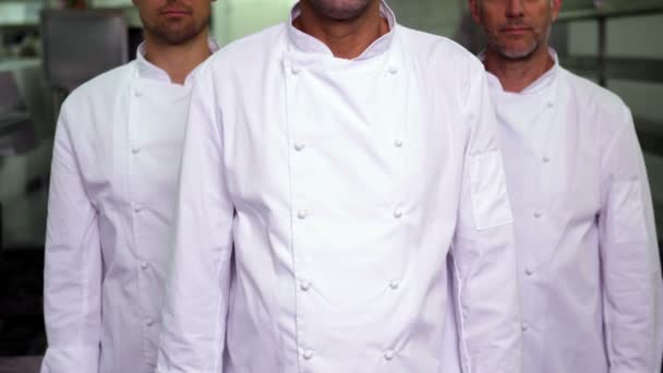 Tres chefs sonrientes haciendo una señal aceptable — Vídeo de stock