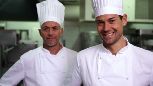 Dois chefs sorrindo dando sinal ok — Vídeo de Stock