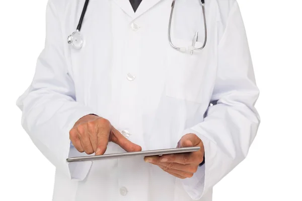 Mid section of a male doctor using digital tablet — Stock Photo, Image