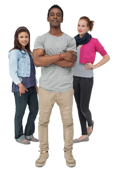 Three happy young people — Stock Photo, Image