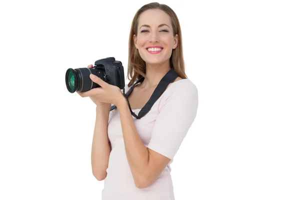 Mooie vrouwelijke fotograaf — Stockfoto