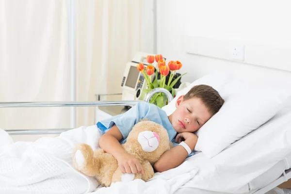 Boy sleeping in hospital — Stock Photo, Image