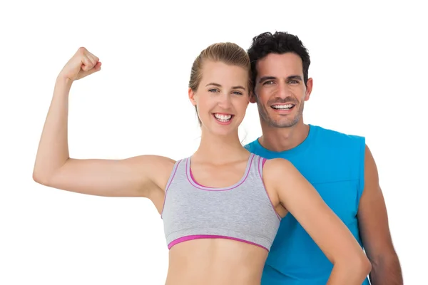 Retrato de una feliz pareja joven y deportiva —  Fotos de Stock