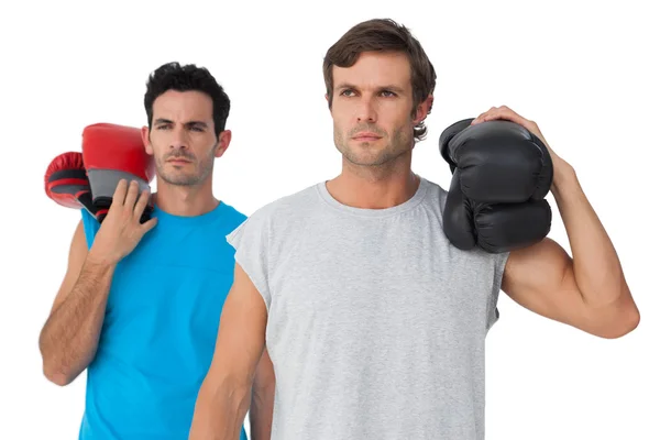 Portrait of two serious male boxers — Stock Photo, Image