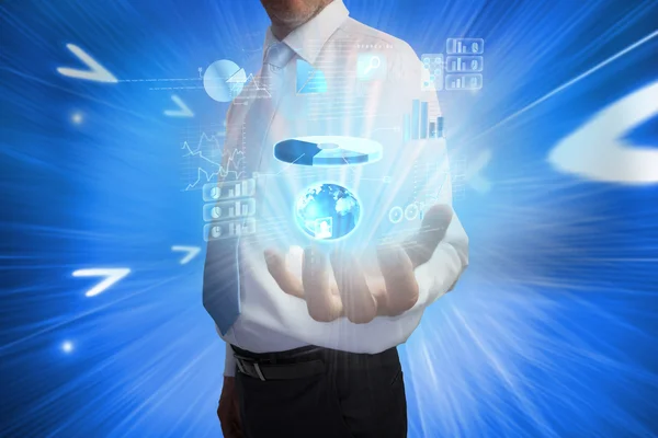 Businessman presenting interface — Stock Photo, Image