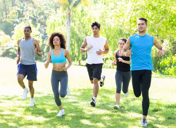 Persone che corrono insieme nel parco — Foto Stock