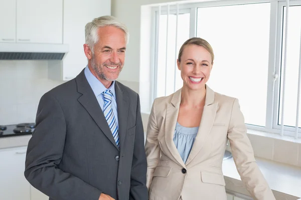 Happy business couple before work in morning — Stock Photo, Image