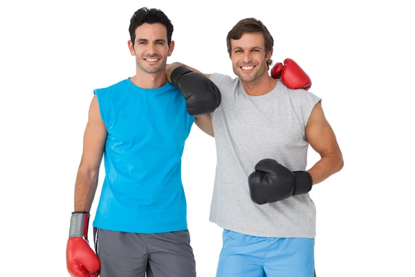Portrait of two smiling male boxers — Stock Photo, Image
