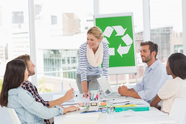 Team having a meeting about recycling policy — Stock Photo, Image