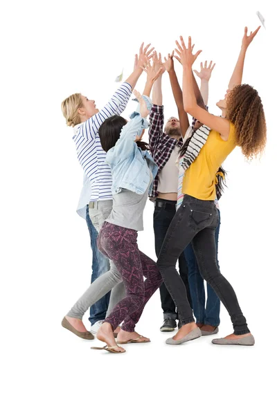 Young people raising hands — Stock Photo, Image
