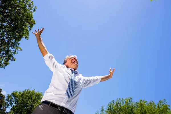 Excited businessman screaming — Stock Photo, Image