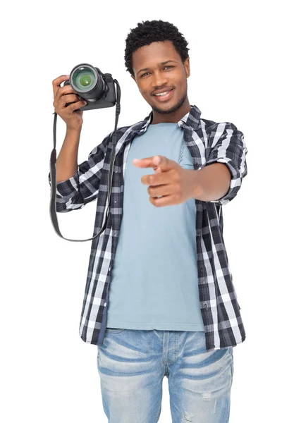 Portrait of a happy male photographer — Stock Photo, Image